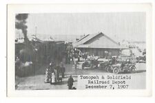 postcard (not rppc) goldfield, nv. railroad train depot picture