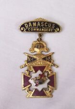 VINTAGE KNIGHTS TEMPLAR MASONIC CROSS MEDAL BADGE DAMASCUS COMMANDERY No. 58 picture