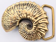 Ammonite Fossil Solid Brass 1970s Vintage Belt Buckle picture
