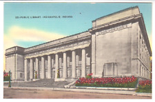 PUBLIC LIBRARY, INDIANAPOLIS, INDIANA – c. 1940s Linen Postcard picture