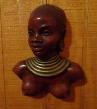 Vintage Ndebele Woman Bust Figurine With Neck Ring, ACHATIT Wall Hanging Art picture