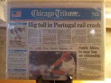 Pete Rose 4,192nd Hit - All-Time Hits Leader Collectible Newspaper picture