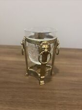 Brass Lion Head Candle Holder With Crackle Glass Insert picture