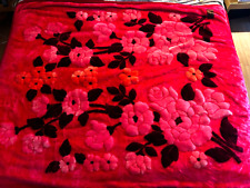 Vintage Blanket Pink Flower Heavy Thick Korean Mink picture