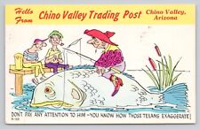 Postcard Hello from Chino Valley Trading Post Arizona Fishing Laff Gram picture