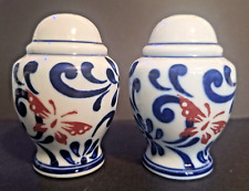 Pier One VTG Butterfly Blossom Salt & Pepper Shakers Hand Painted Porcelain picture
