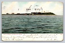 The Gurnet Lighthouse Twin Lights 1912 PC Postmark Plymouth Mass to Housatonic picture