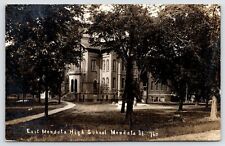 Mendota IL East Mendota High School~Long Windows~At Least Two Stumps c1910 RPPC picture
