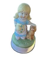 vintage schmid music box Little Girl With Dog picture