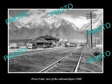 OLD POSTCARD SIZE PHOTO OF PROVO UTAH THE RAILROAD DEPOT STATION c1960 picture