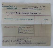 1911 COPPER RANGE RAILROAD Michigan TRIMOUNTAIN MINING Receipt HOUGHTON Antique picture