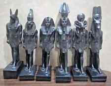 Rara Egyptian God HORUS-Anubis-Ramses-Khanum-Hathor-Heavy Black Stone 12inchBC picture