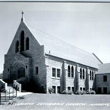 c1950s Marengo, IA RPPC St. John's Lutheran Church Stone Brick Chapel Photo A112 picture