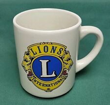 Vintage Lions Club International Cup Mug Off White Gold Trim Ceramic 10 oz picture
