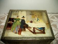 1940s ENGLISH BISCUIT TIN LITHOGRAPH BETWEEN TWO FIRES F.D. MILLET TATE GALLERY picture
