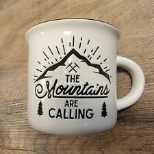 The Mountains Are Calling Crofton Mug White Embossed Black Lettering Stoneware  picture