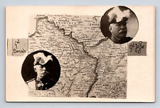 RPPC WWI French Generals D'Amade & Joffre Map of France Belgium Postcard picture