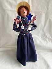 Byers Choice Patriotic Lady w/Red White Blue Stars & Flag Memorial 4th of July picture
