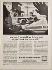 1953 Print Ad State Farm Insurance Reckless Driver in Small Town picture