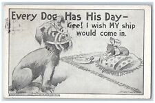 Green Bay WI Postcard Every Dog Has His Day Gee I Wish My Ship Would Come In picture