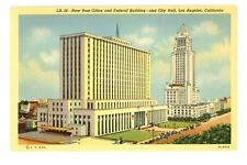 Vintage Postcard Los Angeles California City Hall Post Office Federal Building picture