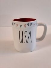 NWOT Rae Dunn 4th Of July Coffee Mug USA Red, White And Blue Flags Red Inside picture