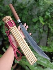 Handmade Thai sword machete knife 13.2” forged blade, Redwood handle, Bamboo pod picture