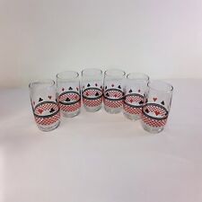 Vintage 1960s Playing Card Suits Patterned Drinking Glasses - Set of 6 picture