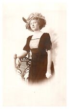 Vintage Real Photo Post Card Victorian self portrait 1910's UP picture
