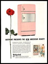 1957 Hotpoint Refrigerator Vintage PRINT AD Pink Fridge Appliance Kitchen Rose picture