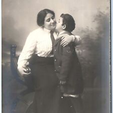 c1910s Child Kiss Mother RPPC Boy Nautical Maritime Sailor Uniform Photo A140 picture