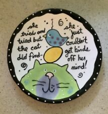 Handcrafted Ceramic CAT Wall Plate Decor 10” by Joanne Delomba for Lotus Co. picture
