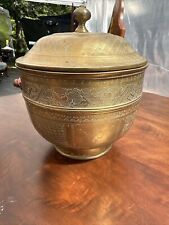 Large Genuine Antique Brass Covered Bowl From Indonesia Mughal Heavy 1800’s LOOK picture