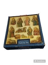 Vintage Nativity 12 Piece Set Porcelain In Original Box.  Walmart picture