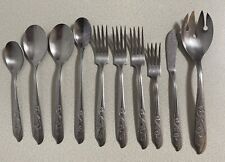10 VTG Kingsway Stainless Steel Alliance Ohio Floral Flatware Spoon Fork Rose picture