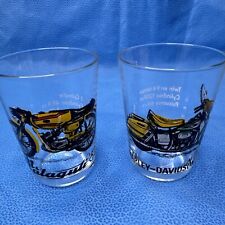 Vintage 70s Motorcycle Drinking Glasses Harley 1200 Malaguti O 69 Made France picture