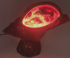Vallauris French Fish TV Lamp Conch Shell 1950s Red Aquarium Pottery Works Vtg picture