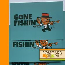 Unused Postcards, Set Of 5, Retro Gone Fishing Postcard Greeting Lot Comic Away picture