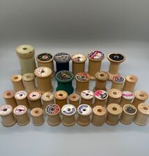 Lot of 35 Vintage Empty Wooden Thread Spools For Crafting picture