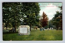 Leominster MA-Massachusetts, Central Park, Memorial Boulder Vintage Postcard picture