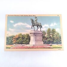 Boston Mass MA -George Washington Equestrian Statue- Public Gardens Postcard Vtg picture