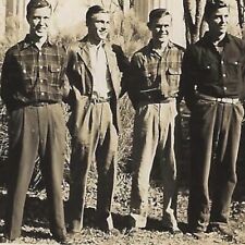 Vintage Snapshot Photo Four Young Men Wearing Flannels Identified 1940s 1943 picture