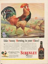 1944 Schenley Whiskey Alcohol Vintage Print Ad Chicken Rooster Hen Farm Field US picture