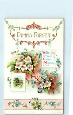Postcard - Dinna Forget, With all Good Wishes - Flowers Art Print picture