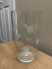 Vintage Etched Glass Vase Made in Romania picture