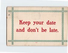Postcard Keep Your Date & Don't Be Late Text Print picture