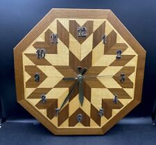 Vintage Mid Century Modern Geometric Wooden Wall Clock MUST L@@K Signed READ picture