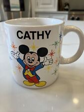 Vintage Disney Ceramic Mickey Mouse Coffee Mug Cup CATHY Personalization 1972 picture