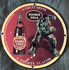 1933 VINTAGE STYLE DOUBLE COLA AND THE HUlK PORCELAIN SIGN 12IN picture
