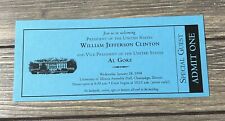 Vintage January 1998 Clinton and Gore Assembly Hall Ticket Promo 8.5” x 3.5